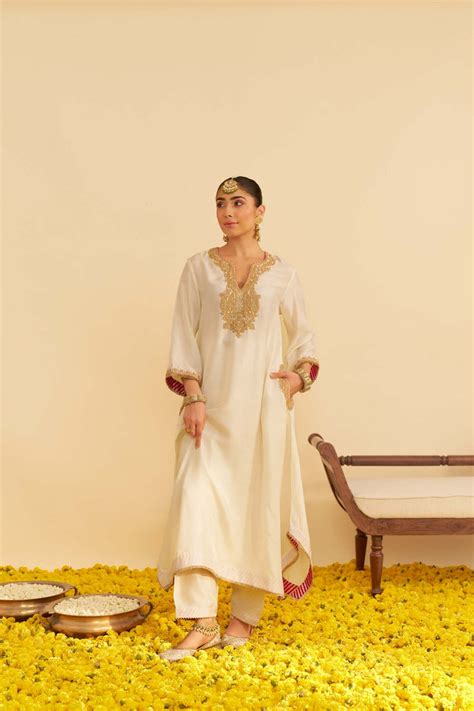 AMAYA - DAISY IVORY LONG KAFTAN WITH SALWAR