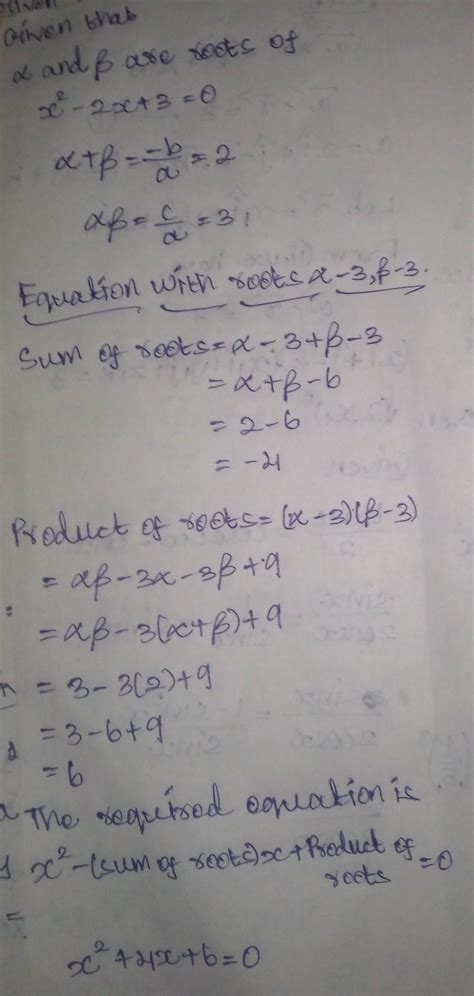 if alpha and beta are the roots of the equation x^2-2x+3=0 then the ...
