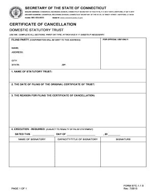Fillable Online sots ct Certificate of cancellation - Connecticut ...