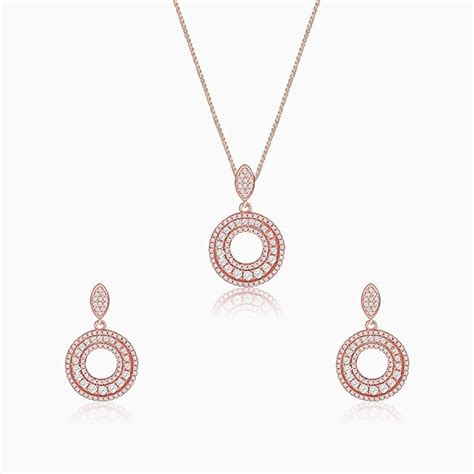 GIVA 925 Silver Anushka's Classic Rose Gold Set With Earrings, Pendant ...