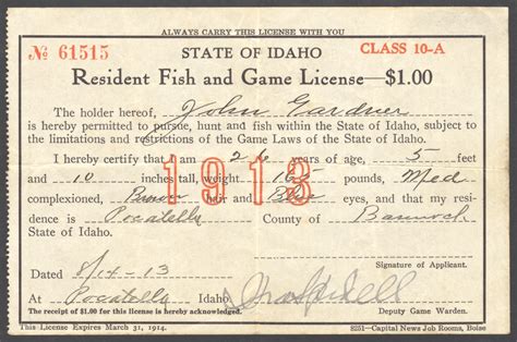 1913 Hunting & Fishing Licenses by Date of Issue - Waterfowl Stamps and ...
