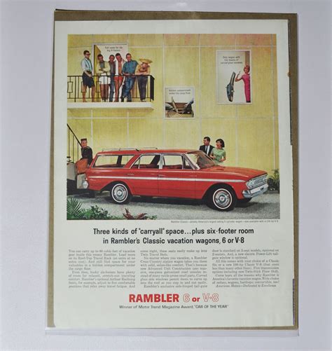Large Car Ad AMC Rambler Classic Six Cross Country Wagon (american Motors Company Classic Old ...