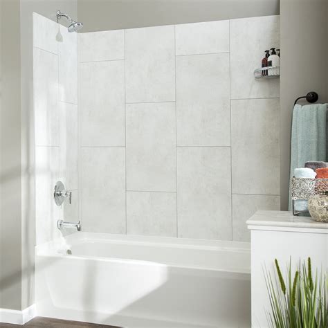 Palisade 25.6in x 14.8in Vinyl Wall Tile Shower Kit in Wintry Mix ...