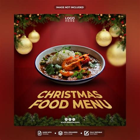 Christmas special food menu social media post template design | Premium PSD