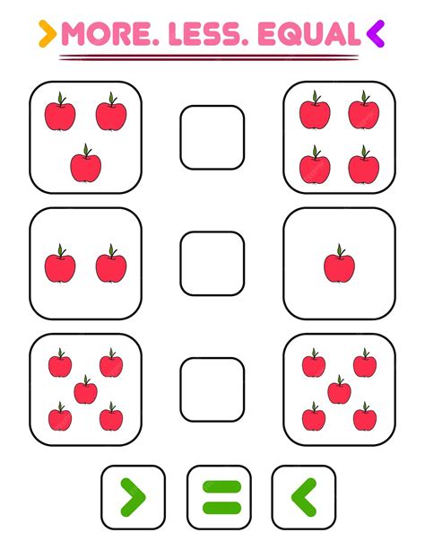 Comparar el número de manzanas escribir el signo más menos igual ...