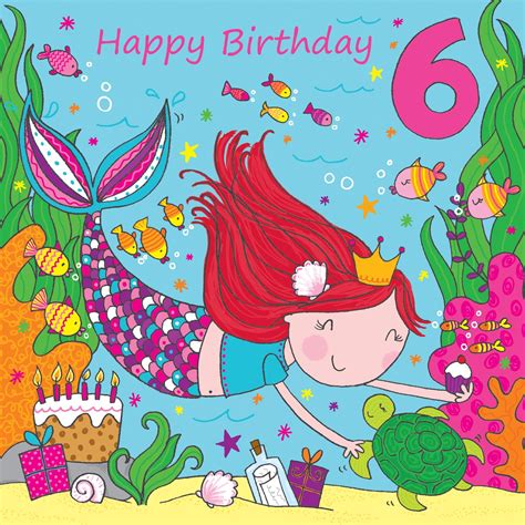 Buy Twizler 6th Birthday Card Girl with Mermaid – Age 6 Birthday Card ...