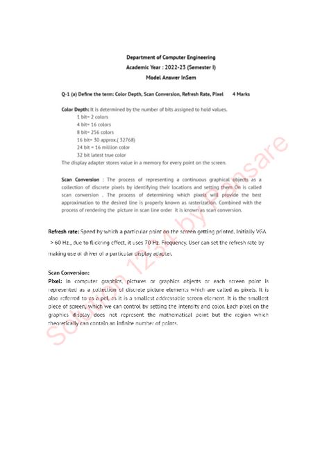 CG Insem Paper Solution BY Solution 1234 - BE Computer Science - Studocu