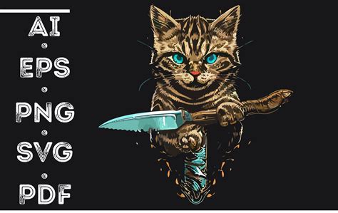 Knife and Cute Cat Graphic by NESMLY · Creative Fabrica