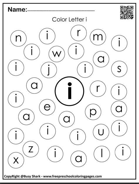 Letter I Worksheet for Handwriting Practice