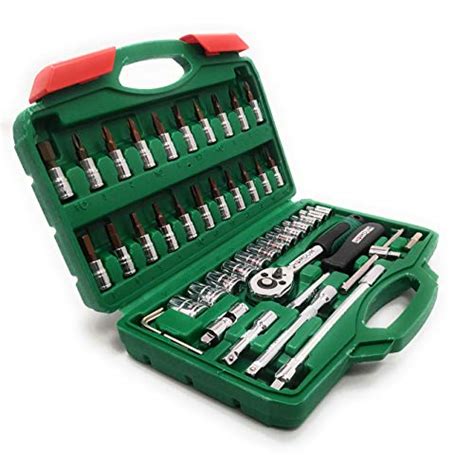 Homdum 46 Piece 1/4" Drive Socket Wrench Driver Bits Metric Set ...