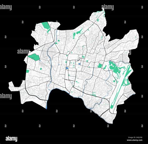 Kathmandu vector map. Detailed map of Kathmandu city administrative ...