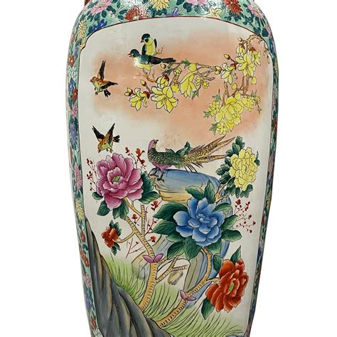 Pair of Vintage Chinese Famille Rose Porcelain Floor Vases at 1stDibs ...