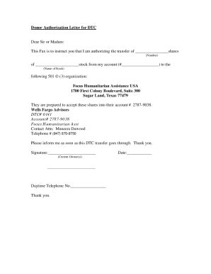 Fillable Online Donor Authorization Letter for DTC Fax Email Print ...