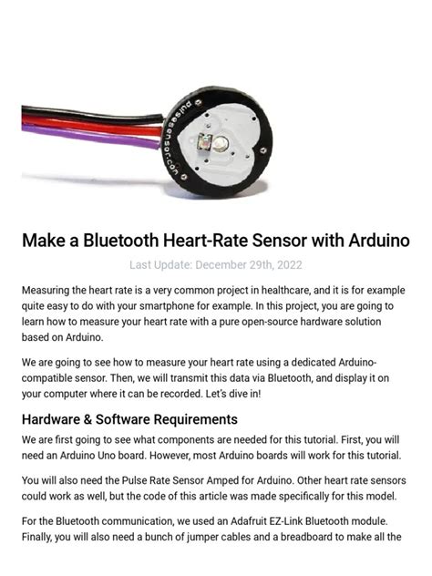Make A Bluetooth Heart-Rate Sensor With Arduino | PDF | Arduino | Bluetooth