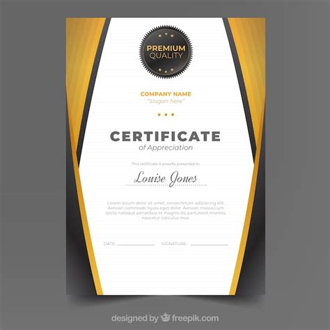 Certificate template with golden color | Free Vector