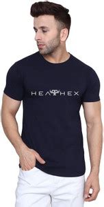 HEATHEX Typography Men Round Neck Navy Blue T-Shirt - Buy HEATHEX ...