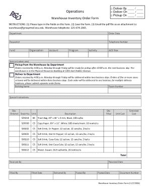 Fillable Online Warehouse Inventory Order Form Fax Email Print - pdfFiller