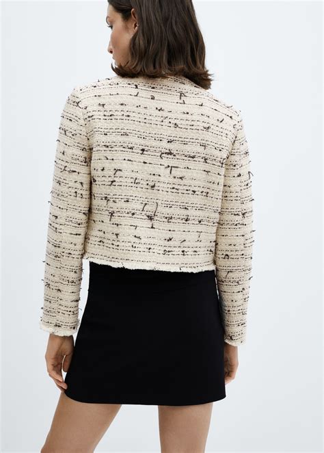 Chaqueta tweed corchetes - Mujer | MANGO México