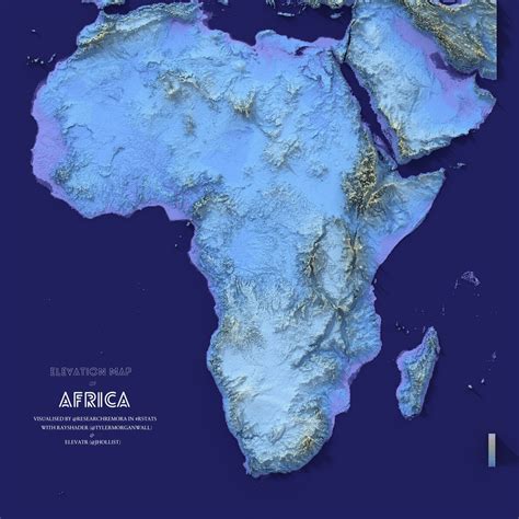 An elevation map of Africa. by @researchremora - Maps on the Web