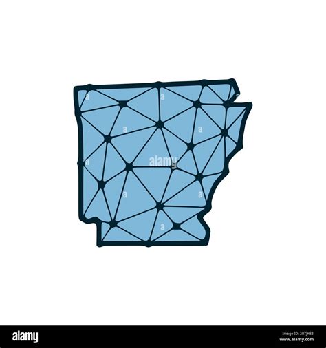 Arkansas state map polygonal illustration made of lines and dots ...
