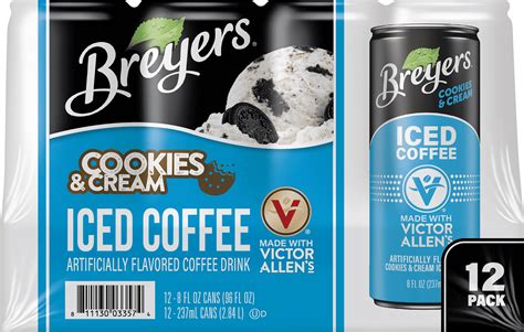 Iced Latte, Breyer's Cookies & Cream Flavored, Ready to Drink, 12 Pack ...