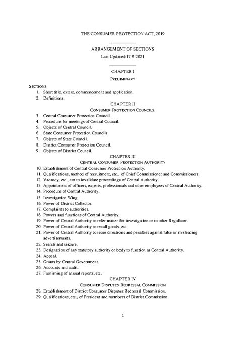 Consumer Protection Act, 2019: Comprehensive Overview and Sections ...