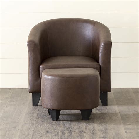 Buy Seaford Fabric 1-Seater Sofa Chair with Ottoman - Brown from Home ...