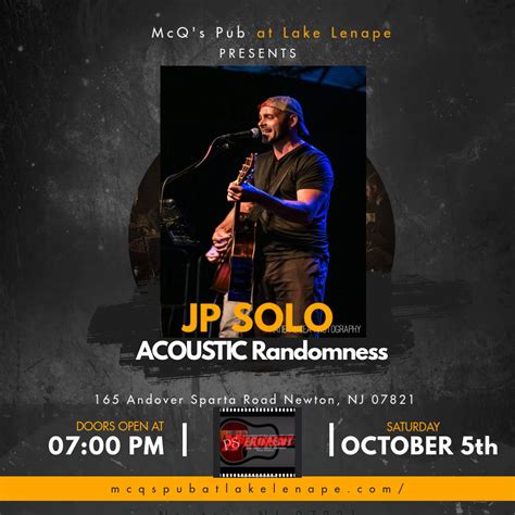 JP Solo at McQs Pub at Lake Lenape, McQ's Pub at Lake Lenape, Andover ...