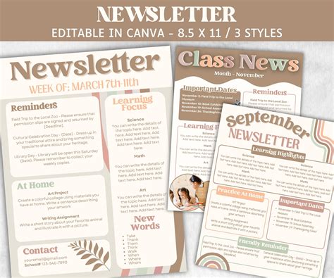 Teacher Newsletter, Editable School Newsletter Template, Classroom ...