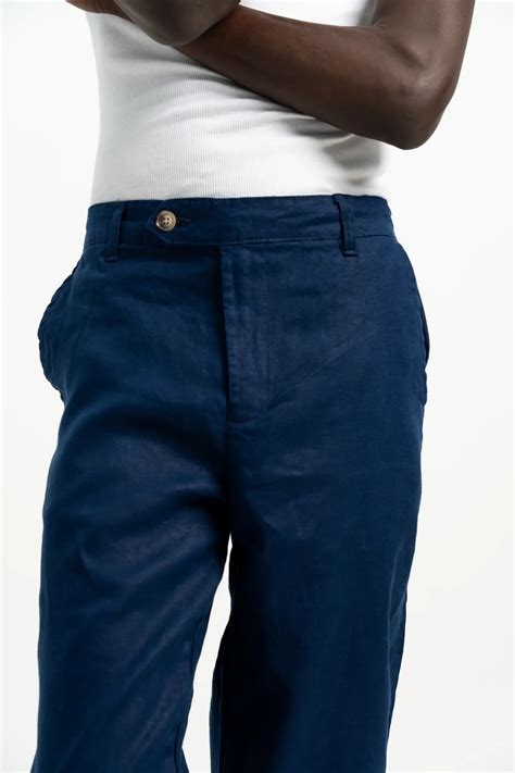 VELAIR LINEN NAVY BUCKLE UP PANTS – South Origin