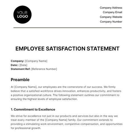 Free Employee Satisfaction Statement HR Template to Edit Online
