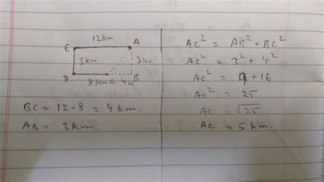 Kapil drives 12 km towards west and 3 km towards south then turns east ...