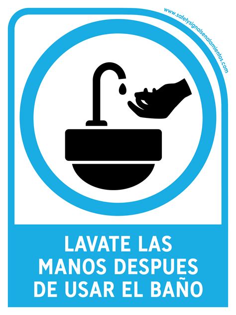 LAVATE LAS MANOS DESPUES DE USAR EL BAÑO CON LEYENDA - Safetysignal