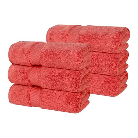SUPERIOR 6 pc Zero Twist Cotton Solid Super Soft Absorbent Hand Towel Set