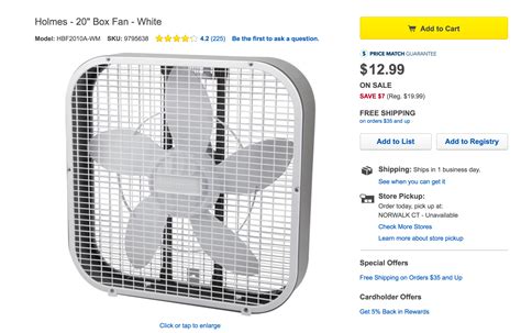 Holmes 20-inch box fan in white from $13 with in-store pickup (Reg. $20 ...