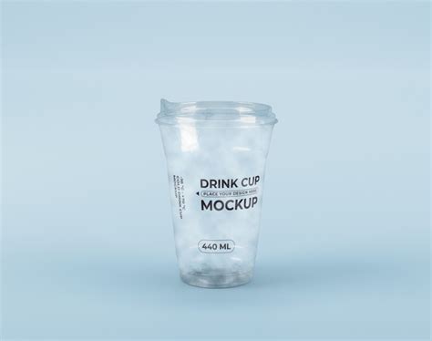 Front view of clear plastic cup mock-up | Premium PSD