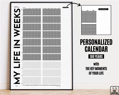 Stoic calendar memento mori life in weeks calendar stoicism print ...