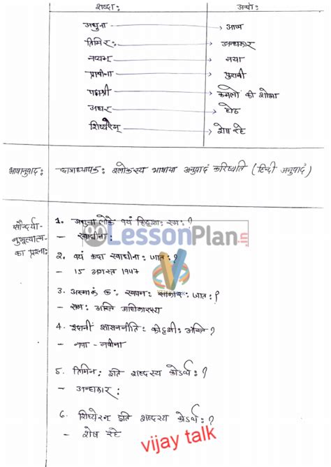 बी.एड संस्कृत पाठ योजना - वय स्वाधीना: Sanskrit lesson plan