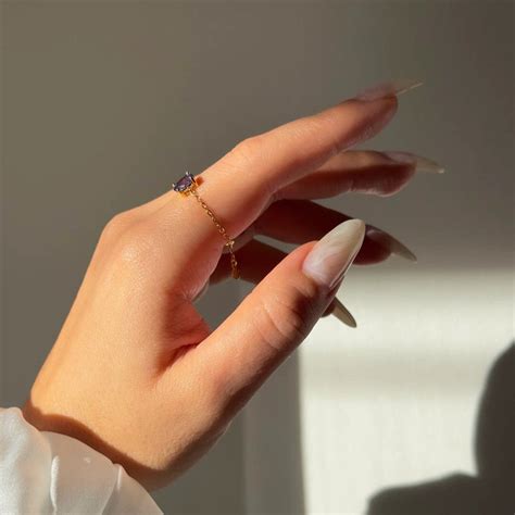 Hallmark Silver Oval Purple Self Love Gold Plated Chain Ring – Zarkan