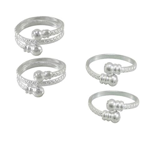 Pink City Silver Brass Plain 925 Sterling Silver Plated Toe Rings for ...