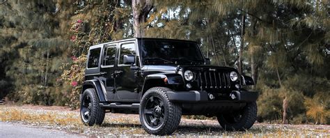 Download wallpaper Black, Wrangler, Jeep, section jeep in resolution 3440x1440