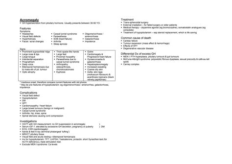 Acromegaly Summary | PDF