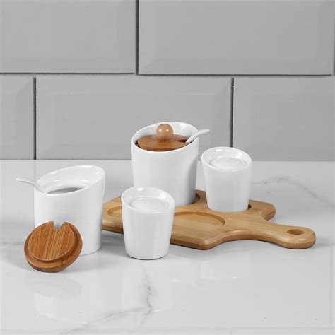 Buy Serving Set With Bamboo Stand- Set Of 5 Pcs. from Home Centre at ...
