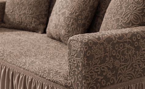 HOKIPO Elastic Stretchable 4 Seater Sofa Cover With Ruffle Skirt (Ar ...