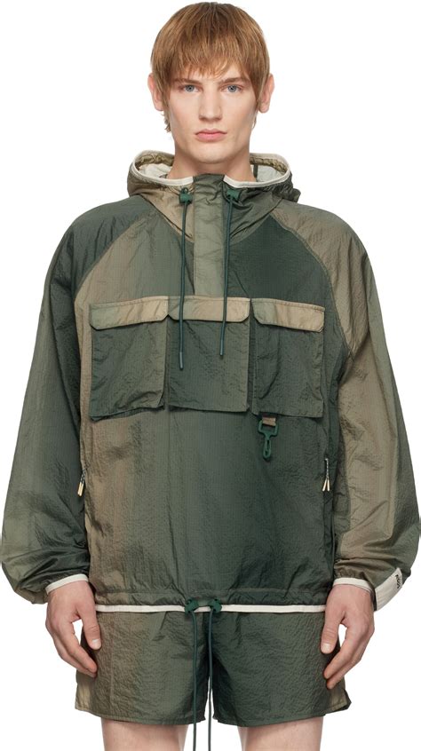 RCOS Green & Brown Packable Nylon Anorak Jacket RCOS
