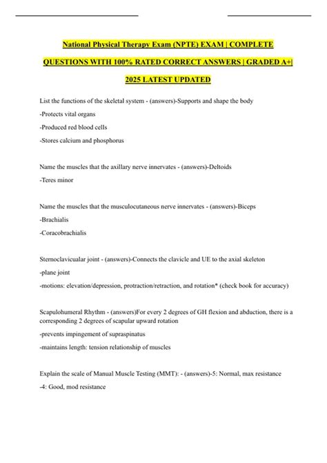 National Physical Therapy Exam (NPTE) EXAM | COMPLETE QUESTIONS WITH ...