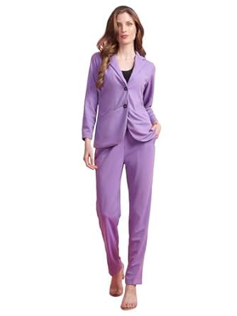 Buy Golden Kite Women Purple Solid Single-Breasted Formal Classic ...
