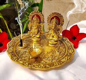 INFINITIVE BAZAAR Pooja Thali With Laxmi Ganesh Idol And Diya For Home ...