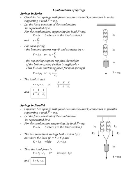 Image result for Series and Parallel Spring Constant