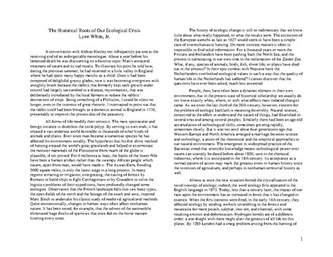 GSCI 1020 Essay Notes: Historical Roots of Ecological Crisis by Lynn ...